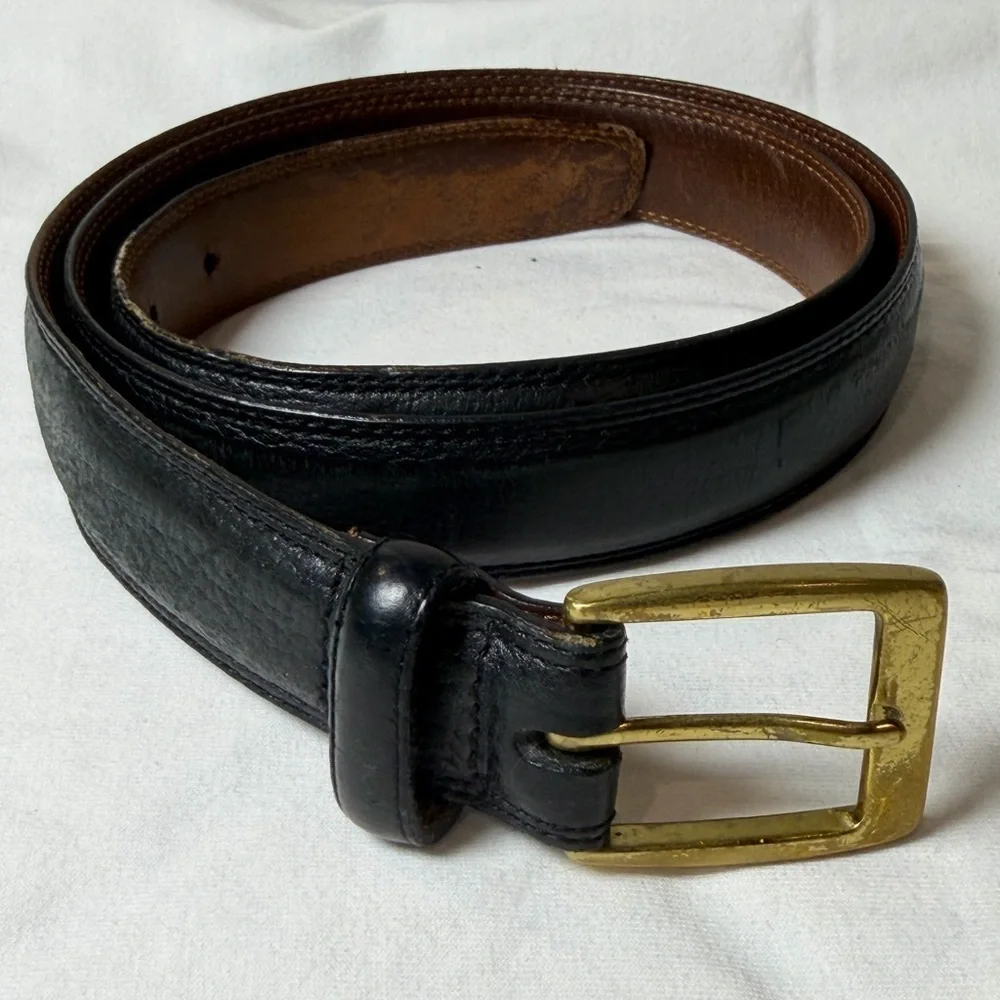 Men's Cole Haan Size 40 Genuine Black Leather Belt with Gold Buckle